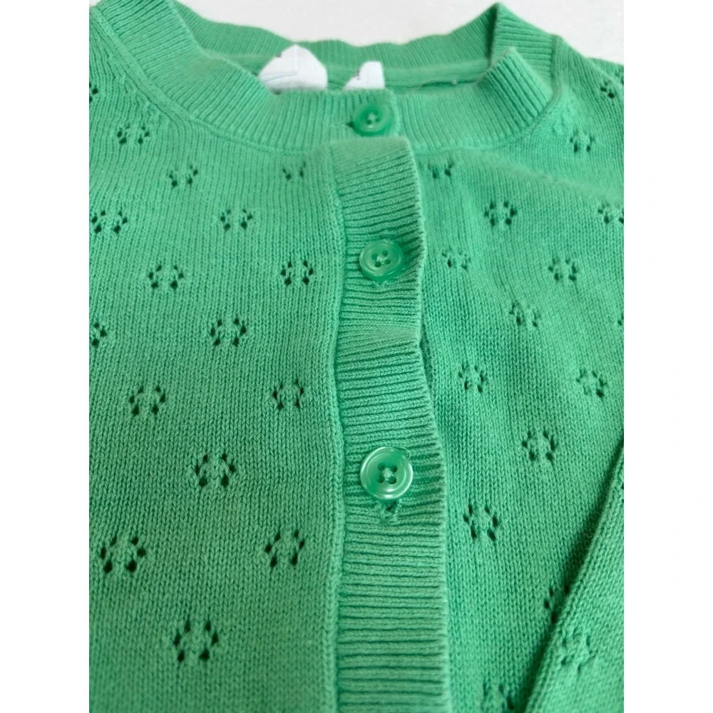 Gap Kids Girls Mint Green Solid Knit Button-Front Cardigan Sweater Size Small